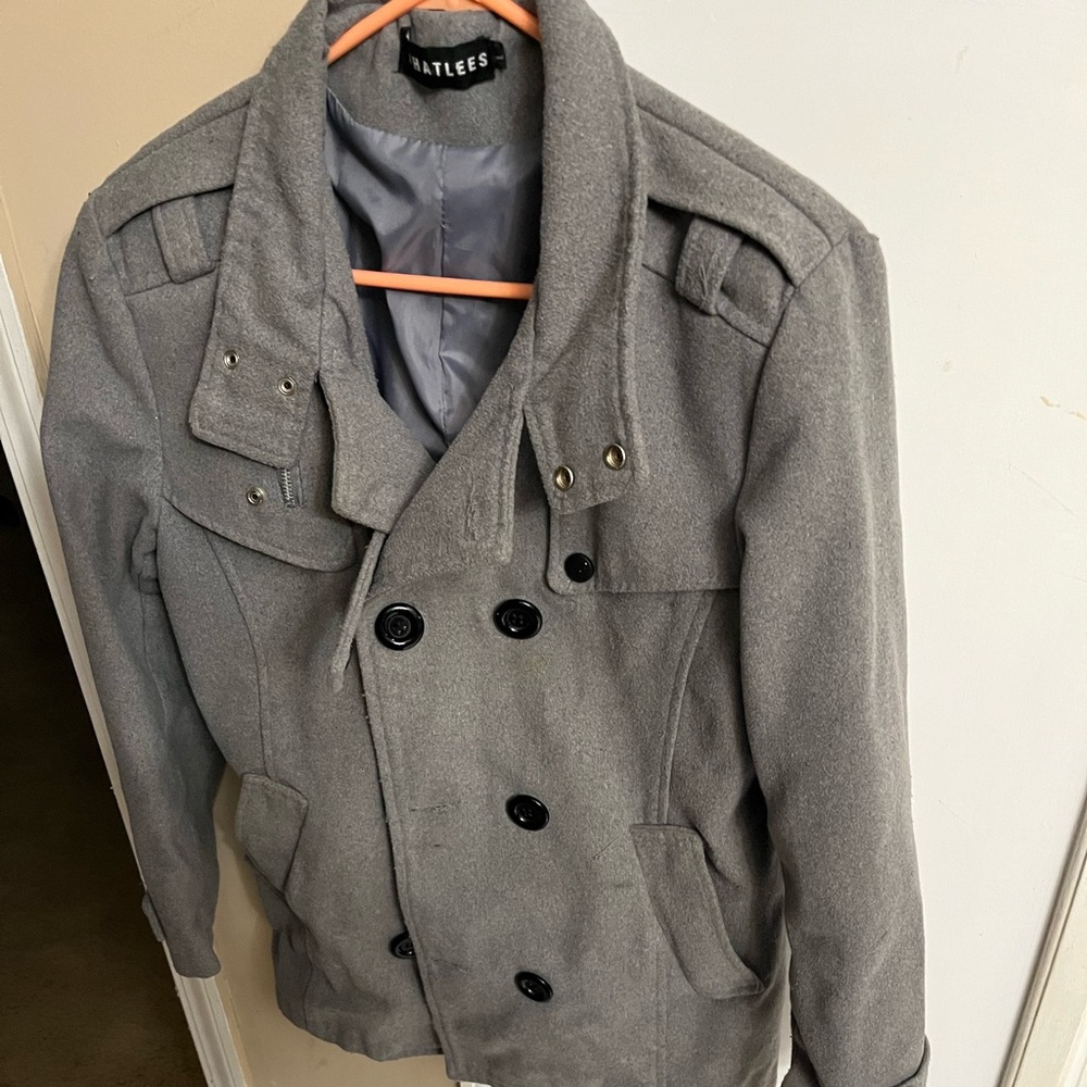 Gray mens Peacoat size Large